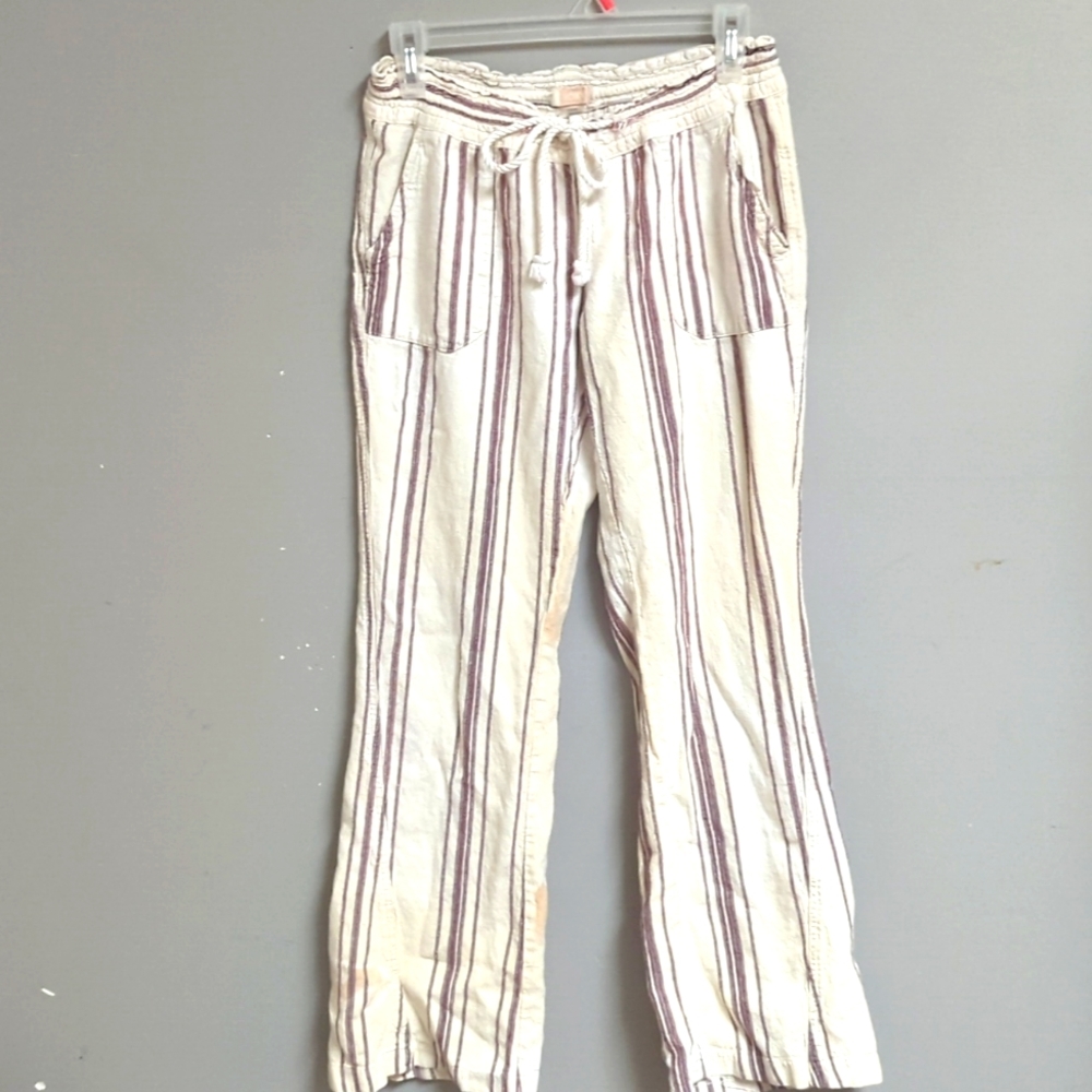 Roxy Straight Lounge Pants Striped Mauve & Cream Large Juniors Roxy